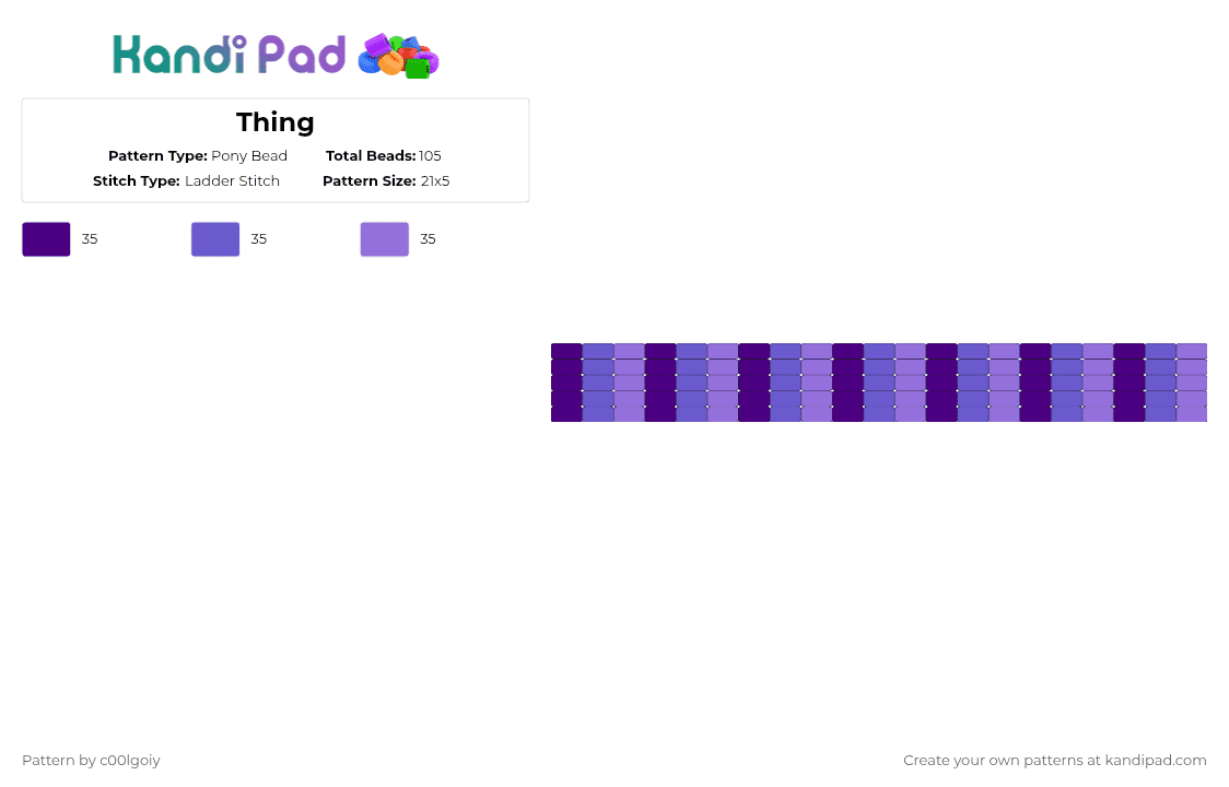 Thing - Pony Bead Pattern by c00lgoiy on Kandi Pad - purple,blue