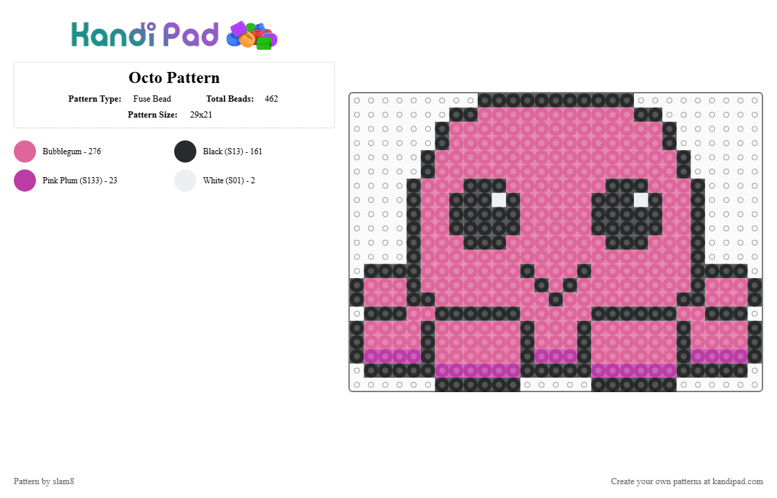 Octo Pattern - Fuse Bead Pattern by slam8 on Kandi Pad - pink