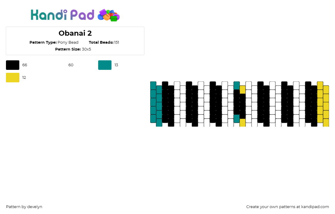 Obanai 2 - Pony Bead Pattern by develyn on Kandi Pad - obanai iguro,demon slayer,kimetsu no yaiba,stripes,cuff,anime,manga,character,st