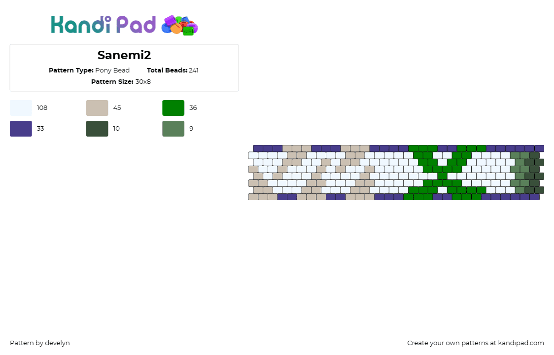 Sanemi2 - Pony Bead Pattern by develyn on Kandi Pad - sanemi shinazugawa,demon slayer,anime,bold,earth-toned,character,fan,weave,green