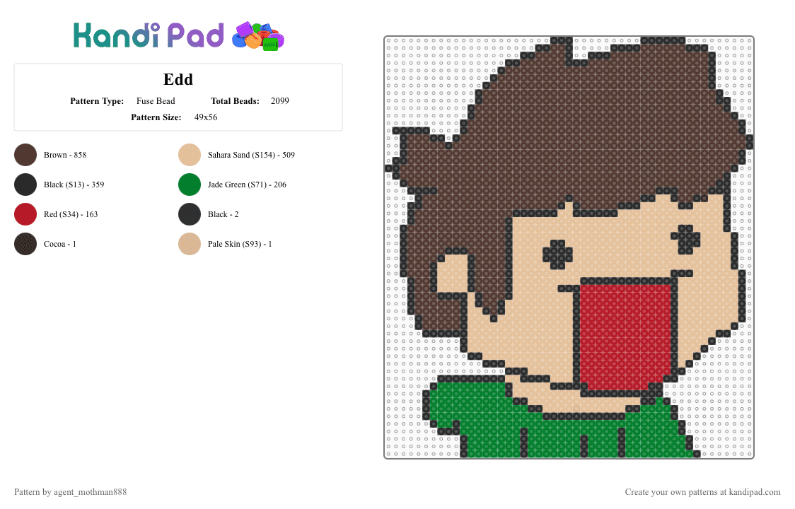 Edd - Fuse Bead Pattern by agent_mothman888 on Kandi Pad - brown,beige,eddsworld,edd eddsworld