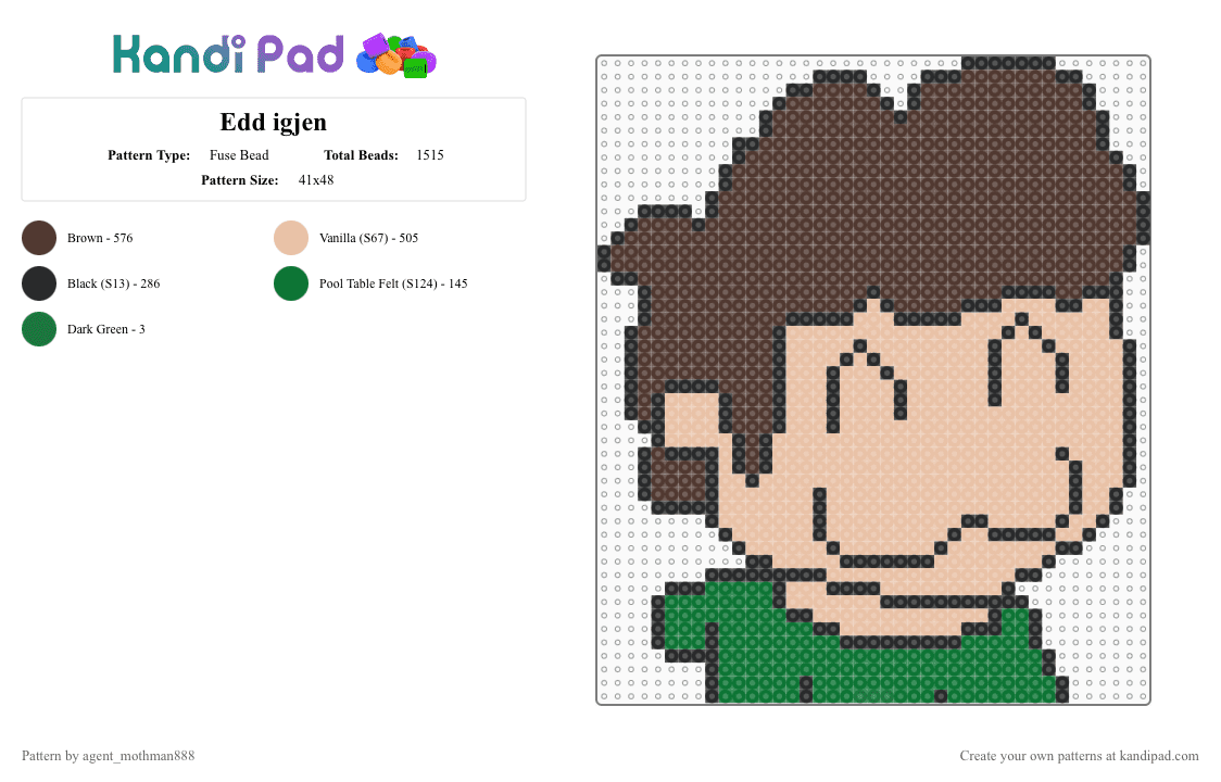 Edd igjen - Fuse Bead Pattern by agent_mothman888 on Kandi Pad - brown,beige,eddsworld,edd,edd eddsworld