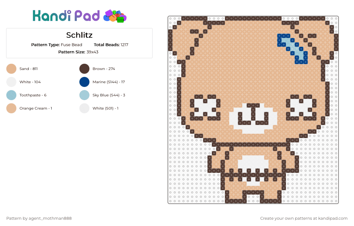 Schlitz - Fuse Bead Pattern by agent_mothman888 on Kandi Pad - brown,beige,sugar over kill,schlitz sugar overkill,emo,scene