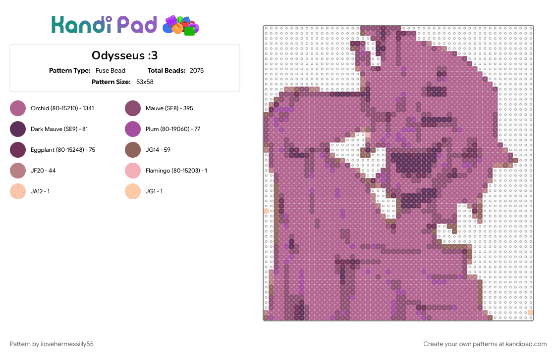 Odysseus :3 - Fuse Bead Pattern by ilovehermessilly55 on Kandi Pad - cotdlegends, epic, epic the musical, epicthemusical, odysseus, odyssey, the odyssey