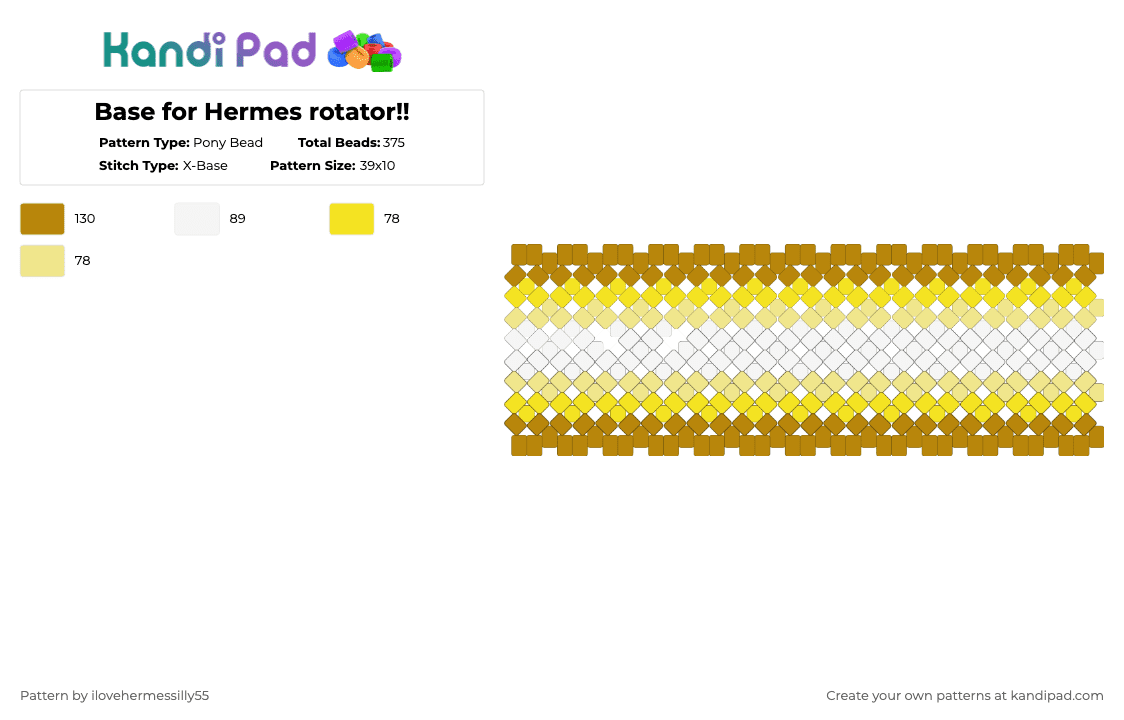 Base for Hermes rotator!! - Pony Bead Pattern by ilovehermessilly55 on Kandi Pad - gold,yellow,hermes,epicthemusical,greekmythology,epic