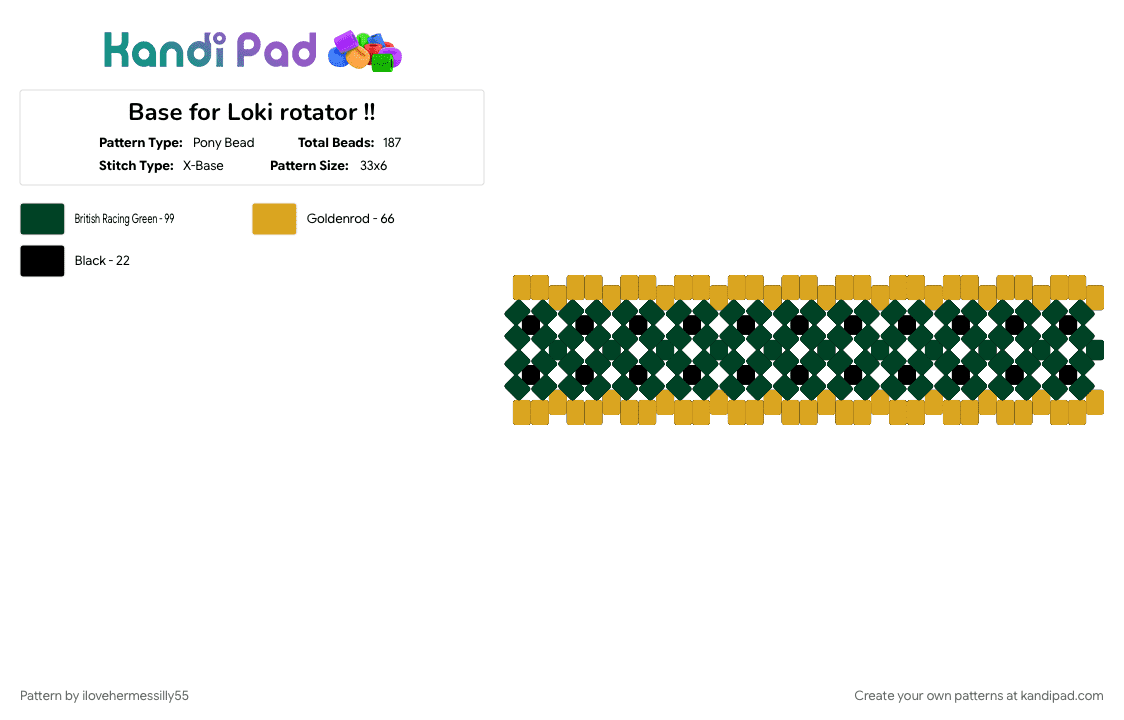 Base for Loki rotator !! - Pony Bead Pattern by ilovehermessilly55 on Kandi Pad - black, loki, marvel, marvelcomics, marvelrivals, norse, orange