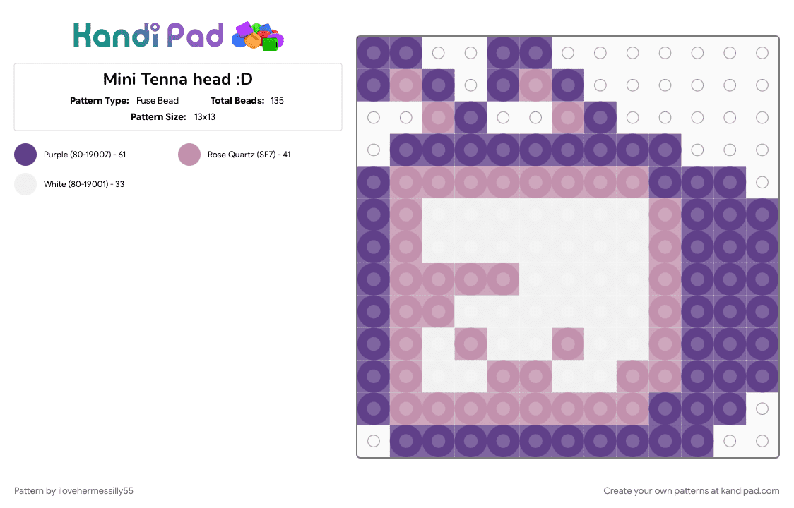 Mini Tenna head :D - Fuse Bead Pattern by ilovehermessilly55 on Kandi Pad - character, deltarune, deltarune chapter 3, head, mr ant tenna, mr tenna, pink, purple, tenna, video game
