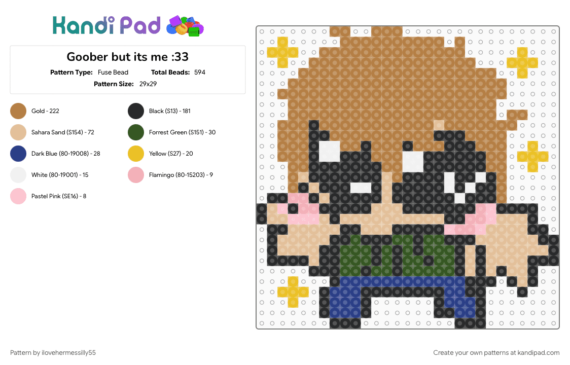 Goober but its me :33 - Fuse Bead Pattern by ilovehermessilly55 on Kandi Pad - beige, tan