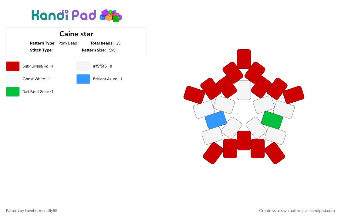 Caine star - Pony Bead Pattern by ilovehermessilly55 on Kandi Pad - caine, caine tadc, red, tadc, the amazing digital circus