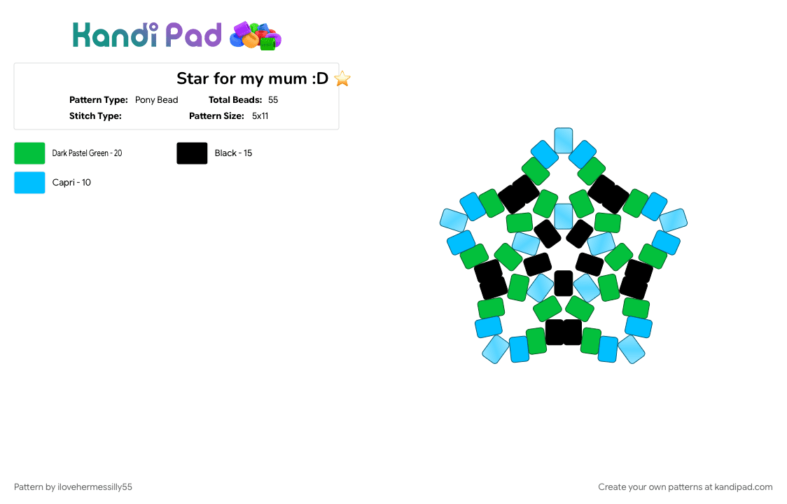 Star for my mum :D ⭐️ - Pony Bead Pattern by ilovehermessilly55 on Kandi Pad - 