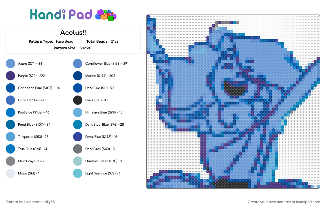 Aeolus!! - Fuse Bead Pattern by ilovehermessilly55 on Kandi Pad - aeolus, cotdwind, epic, epic the musical, epicthemusical, greek mythology