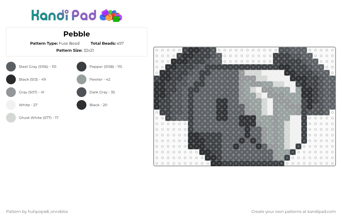 Pebble Fuse Bead Pattern - Kandi Pad | Kandi Patterns, Fuse Bead ...