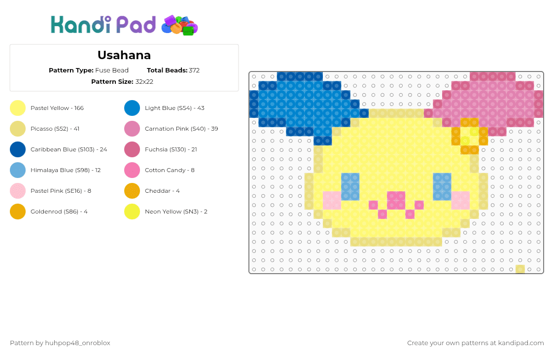Usahana - Fuse Bead Pattern by huhpop48_onroblox on Kandi Pad - yellow,pink