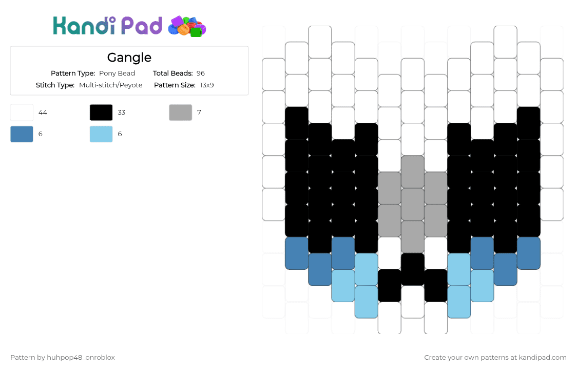 Gangle - Pony Bead Pattern by huhpop48_onroblox on Kandi Pad - white,beige