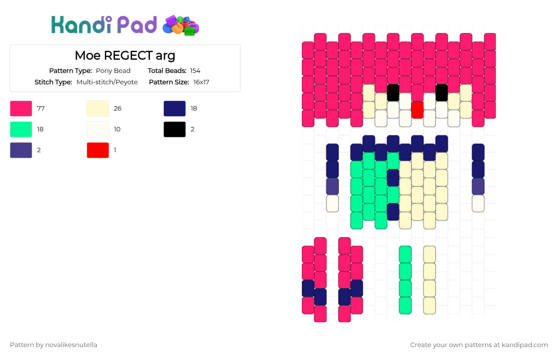 Moe REGECT arg - Pony Bead Pattern by novalikesnutella on Kandi Pad - red