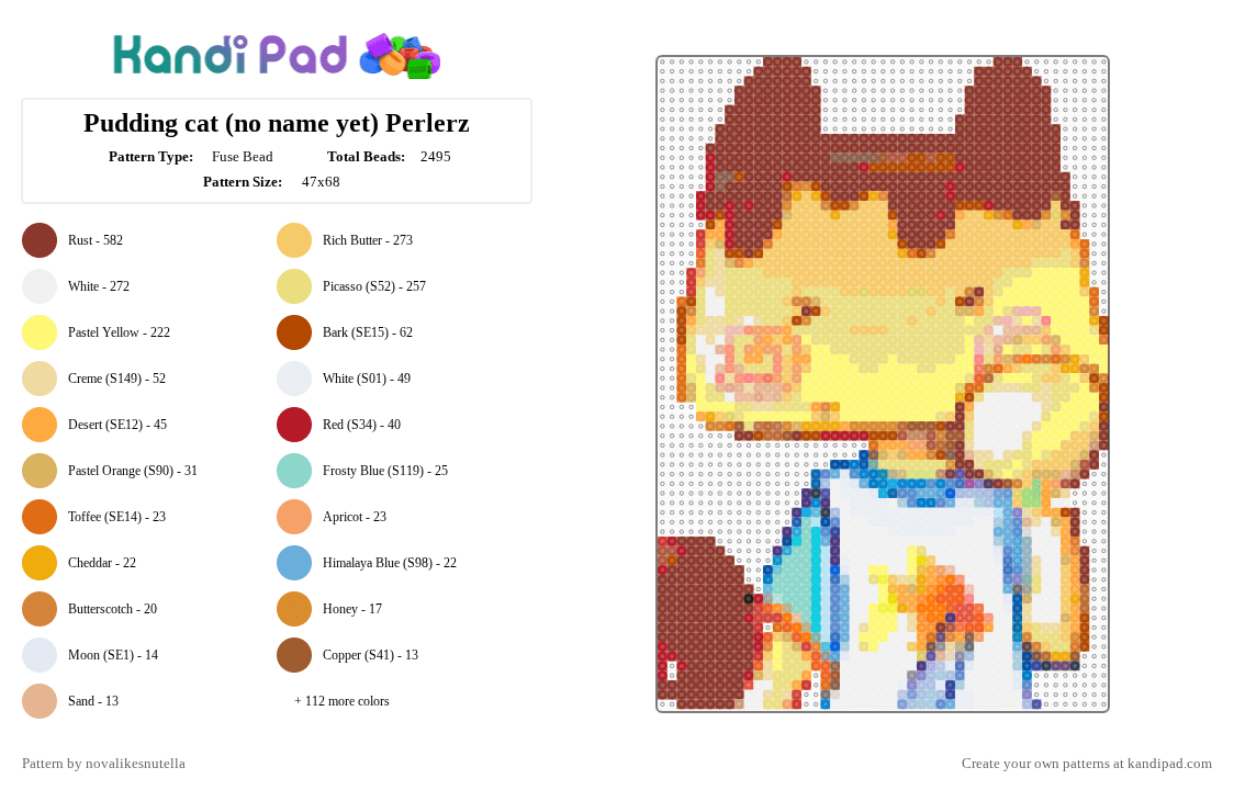 Pudding cat (no name yet) Perlerz - Fuse Bead Pattern by novalikesnutella on Kandi Pad - 