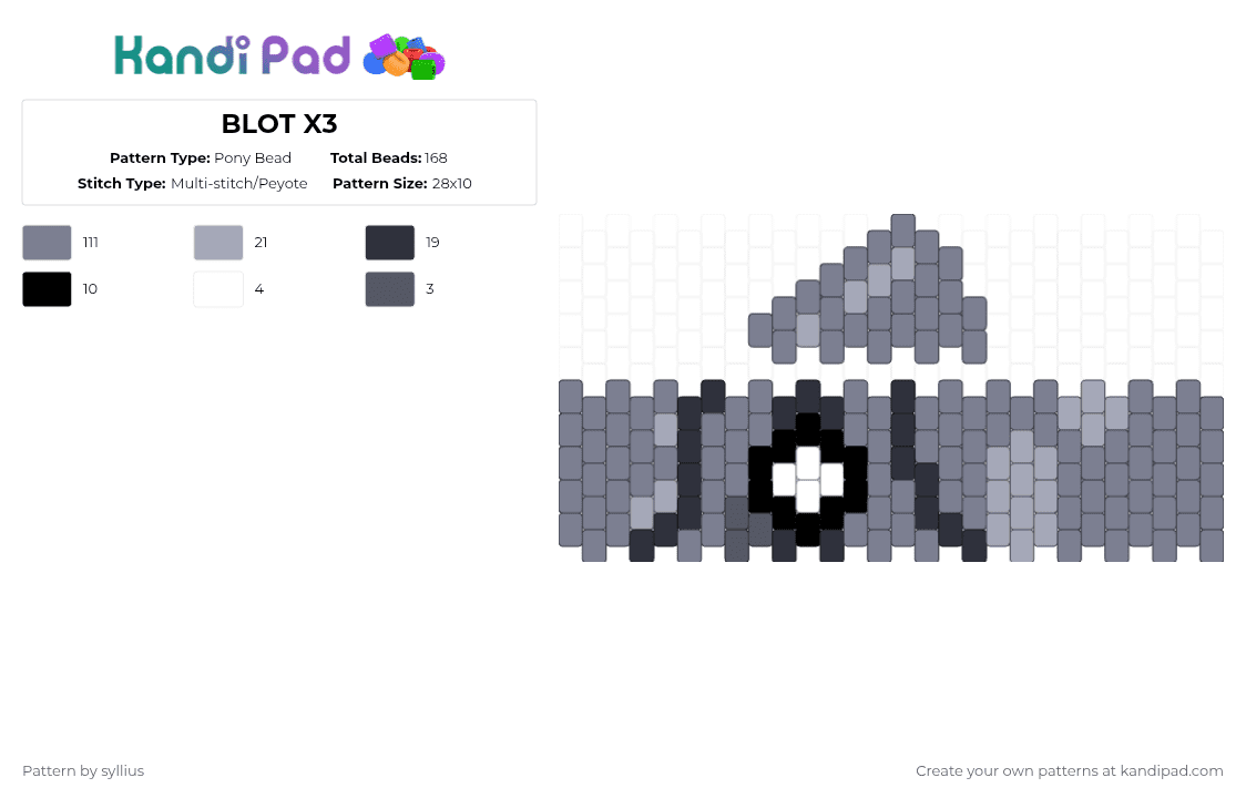 BLOT X3 - Pony Bead Pattern by beyouveniquoople on Kandi Pad - gray,dandys world blot,dw blot,blot dandys world,blot dw,blot