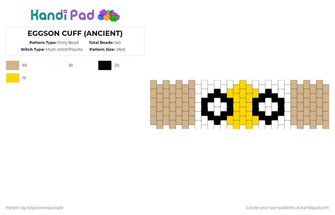 EGGSON CUFF (ANCIENT) - Pony Bead Pattern by beyouveniquoople on Kandi Pad - beige,dandys world,dw,dandys world eggson,dw eggson,eggson dandys world,eggson dw,eggson