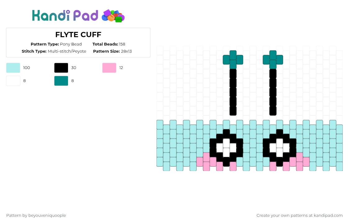 FLYTE CUFF - Pony Bead Pattern by beyouveniquoople on Kandi Pad - light blue,dandys world,dw,dandys world flyte,dw flyte,flyte dandys world,flyte dw,flyte