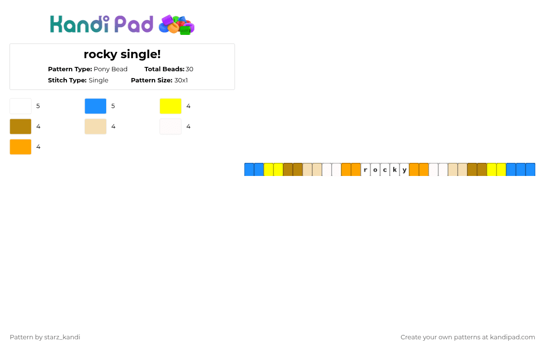 rocky single! - Pony Bead Pattern by starz_kandi on Kandi Pad - yellow,beige,colorful,lackadaisy,characters,cats,rocky,shows,fandoms