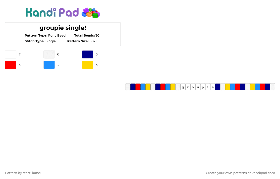 groupie single! - Pony Bead Pattern by starz_kandi on Kandi Pad - purple,red,light blue,yellow,characters,yonkagor,songs,animals,cats