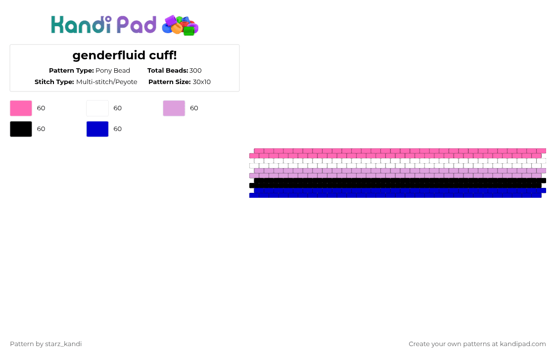 genderfluid cuff! - Pony Bead Pattern by starz_kandi on Kandi Pad - pink,purple