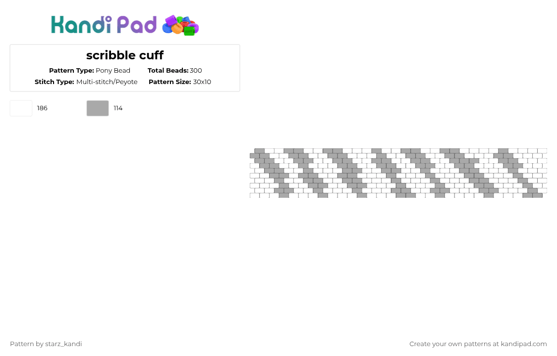 scribble cuff - Pony Bead Pattern by starz_kandi on Kandi Pad - white,beige,cotdsketch