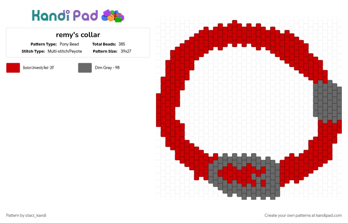 remy\'s collar - Pony Bead Pattern by starz_kandi on Kandi Pad - 