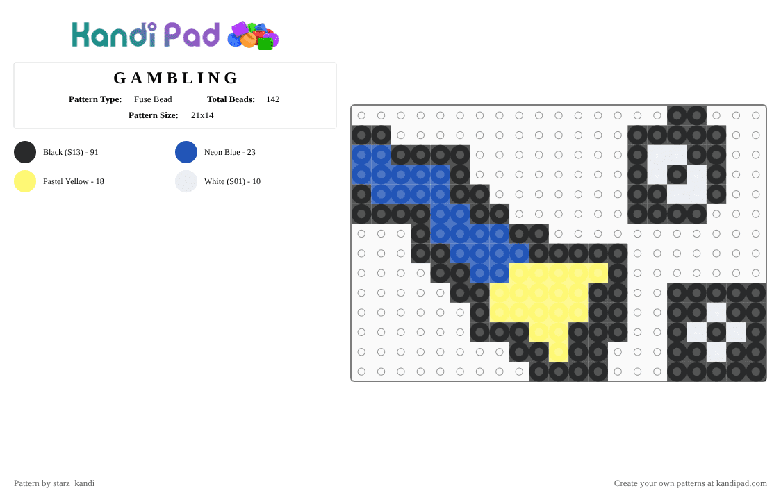 G A M B L I N G - Fuse Bead Pattern by starz_kandi on Kandi Pad - gambling