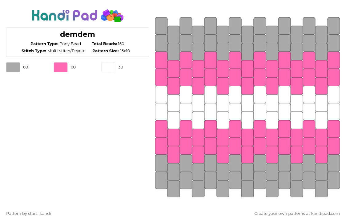 demdem - Pony Bead Pattern by starz_kandi on Kandi Pad - beige,pink
