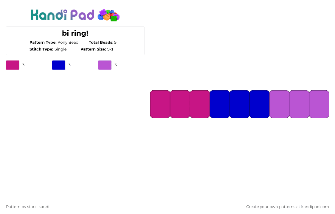 bi ring! - Pony Bead Pattern by starz_kandi on Kandi Pad - pink,purple