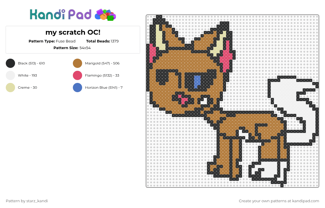 my scratch OC! - Fuse Bead Pattern by starz_kandi on Kandi Pad - tan