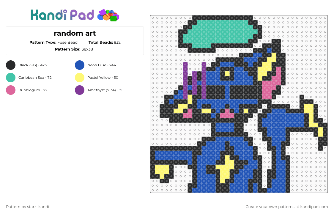 random art - Fuse Bead Pattern by starz_kandi on Kandi Pad - black,blue,art,cats,animals,kandi