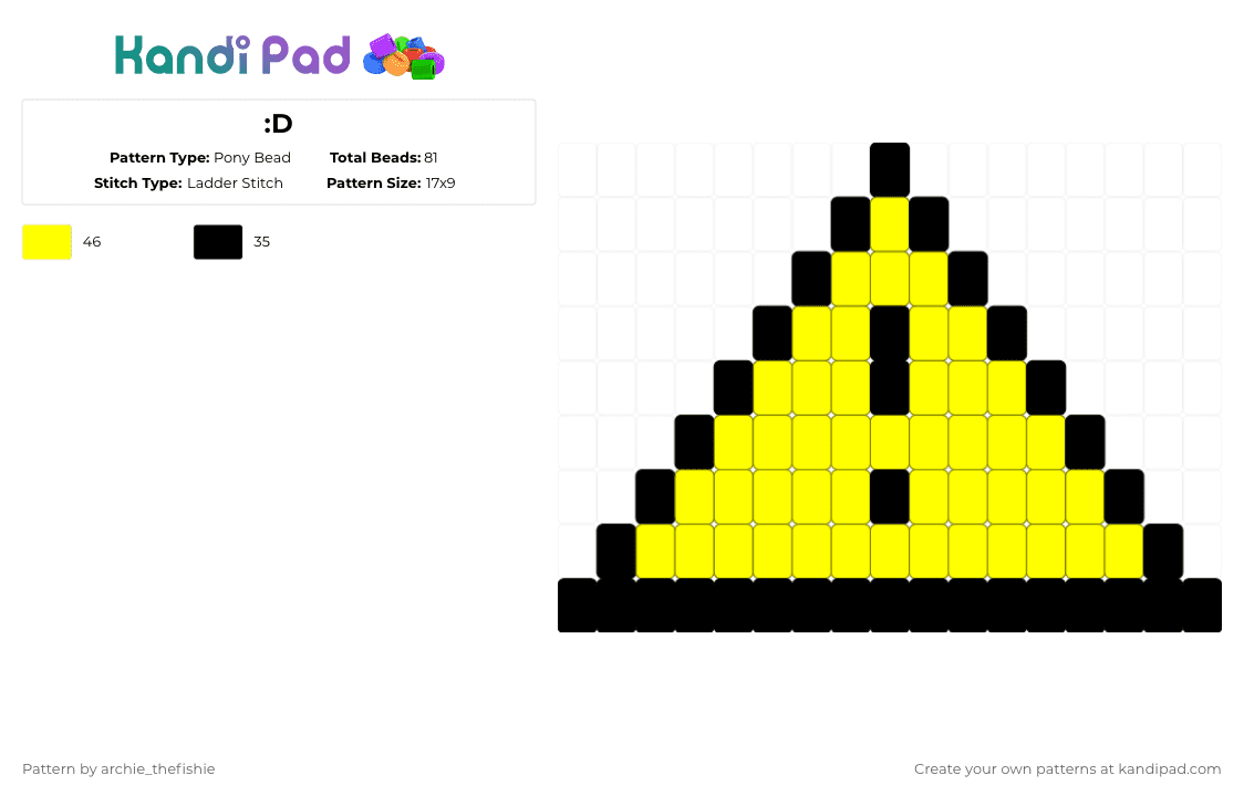 :D - Pony Bead Pattern by archie_thefishie on Kandi Pad - black, yellow