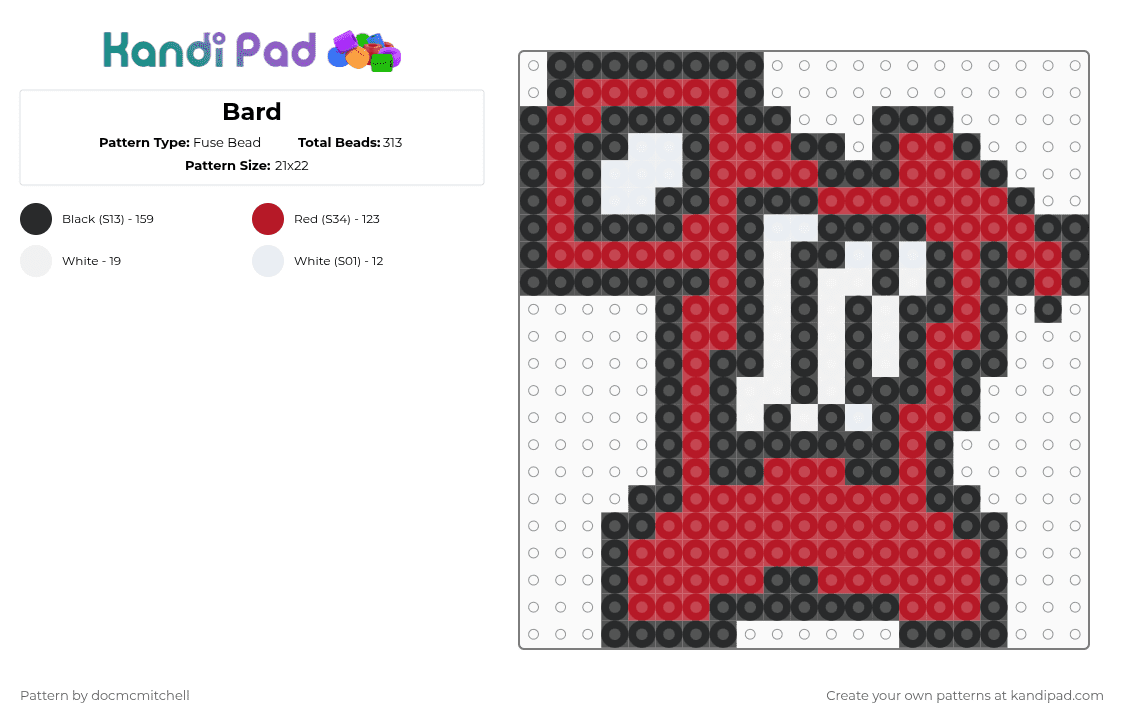 Bard - Fuse Bead Pattern by docmcmitchell on Kandi Pad - red