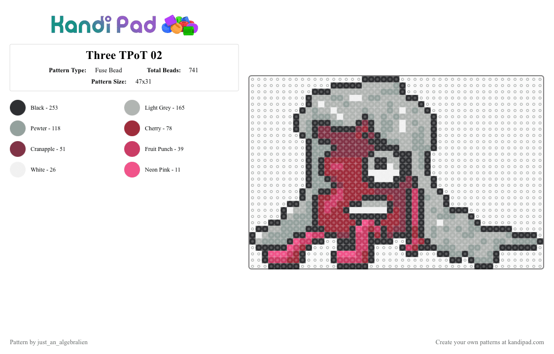 Three TPoT 02 - Fuse Bead Pattern by just_an_algebralien on Kandi Pad - algebralien, beige, bfdi, gray, object show, osc, three tpot, tpot