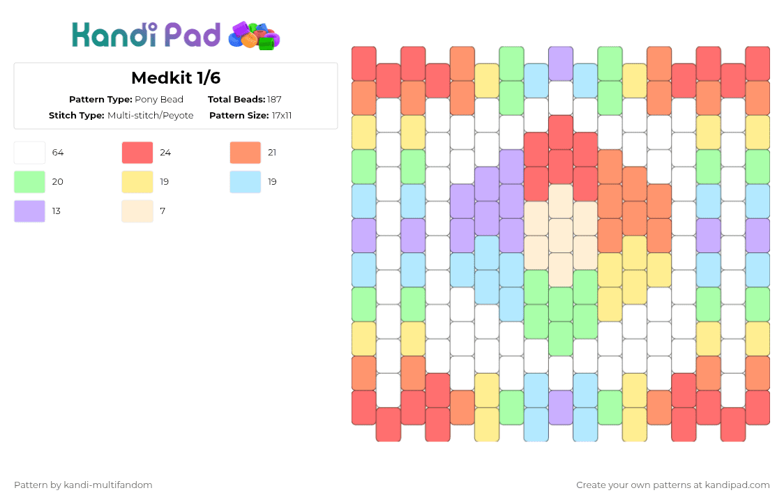 Medkit 1/6 - Pony Bead Pattern by kandi-multifandom on Kandi Pad - orange,teal,colorful