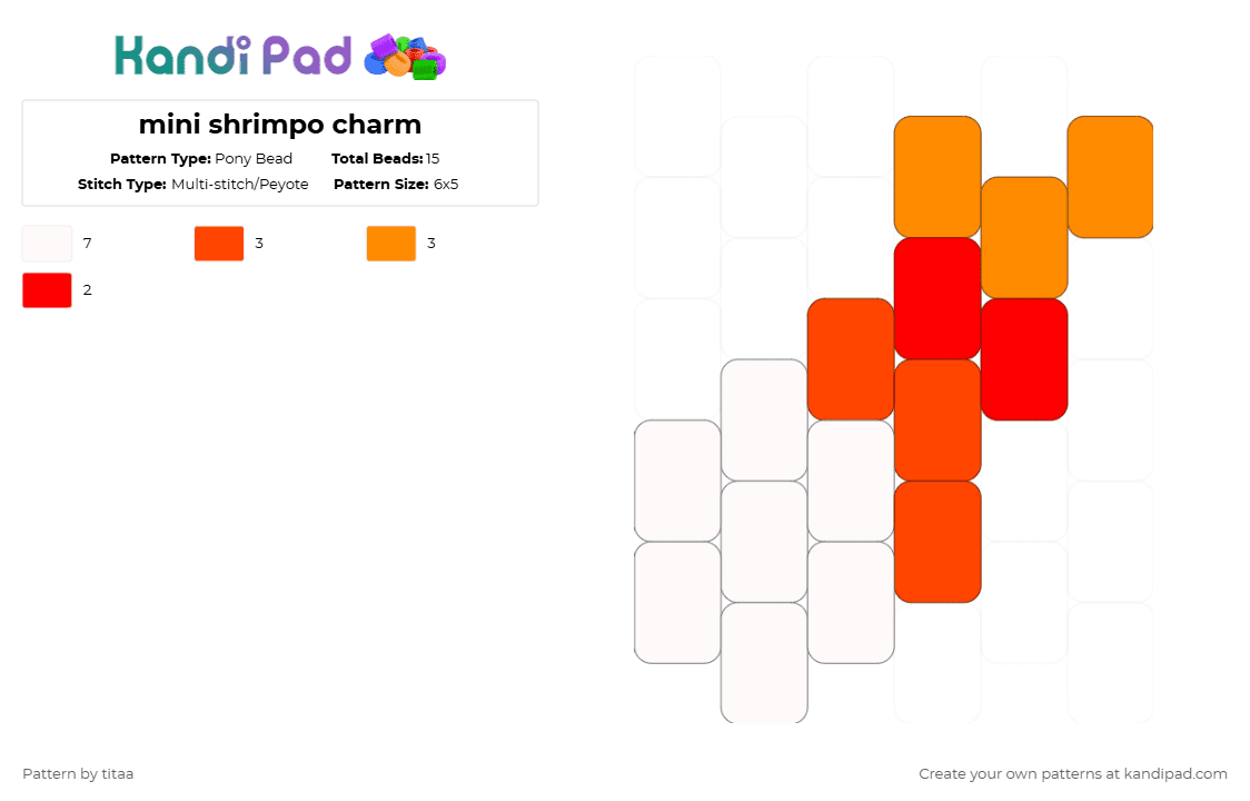 mini shrimpo charm - Pony Bead Pattern by titaa on Kandi Pad - red,orange,dandys world horror,horror,angry shrimp,shrimpo,charm,mini