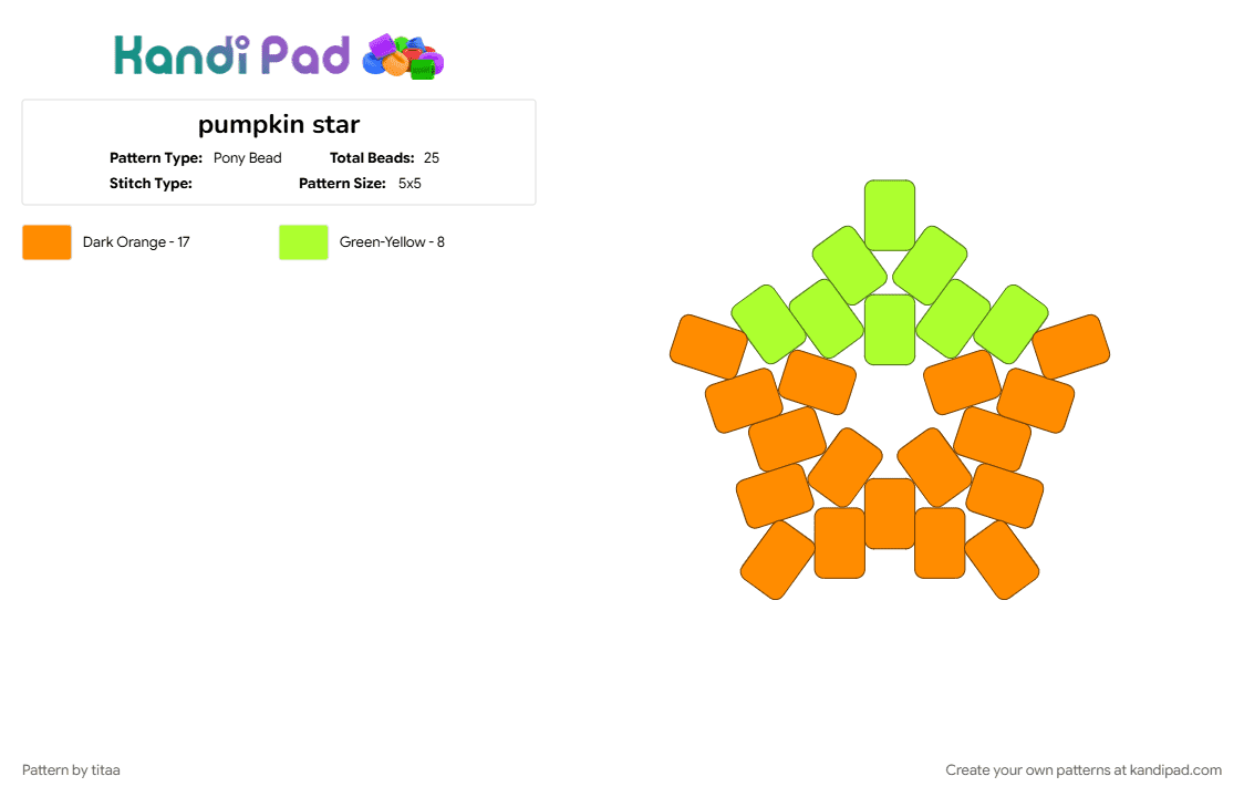 pumpkin star - Pony Bead Pattern by titaa on Kandi Pad - 