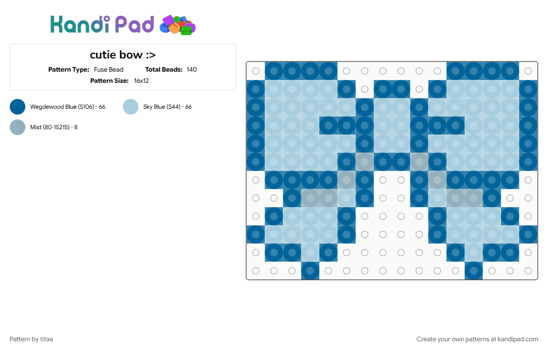 cutie bow :> - Fuse Bead Pattern by titaa on Kandi Pad - blue, bow, cute, light blue, litte