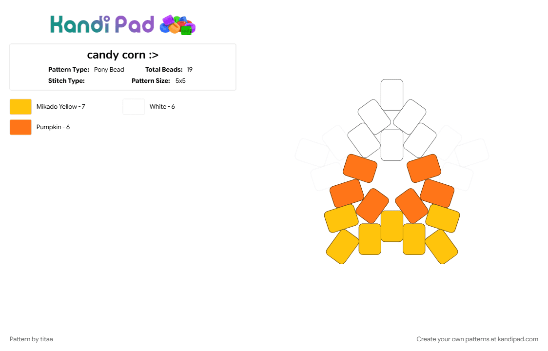 candy corn :> - Pony Bead Pattern by titaa on Kandi Pad - 