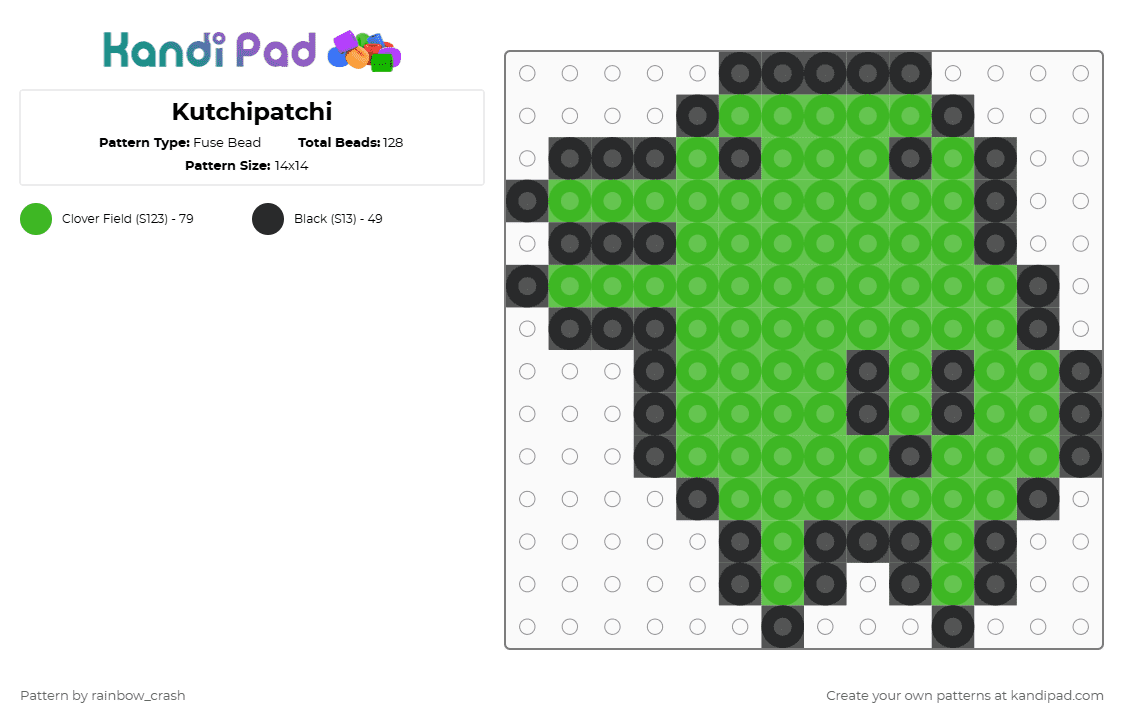 Kutchipatchi - Fuse Bead Pattern by rainbow_crash on Kandi Pad - black,green,tamagotchi,kutchipatchi,pixel