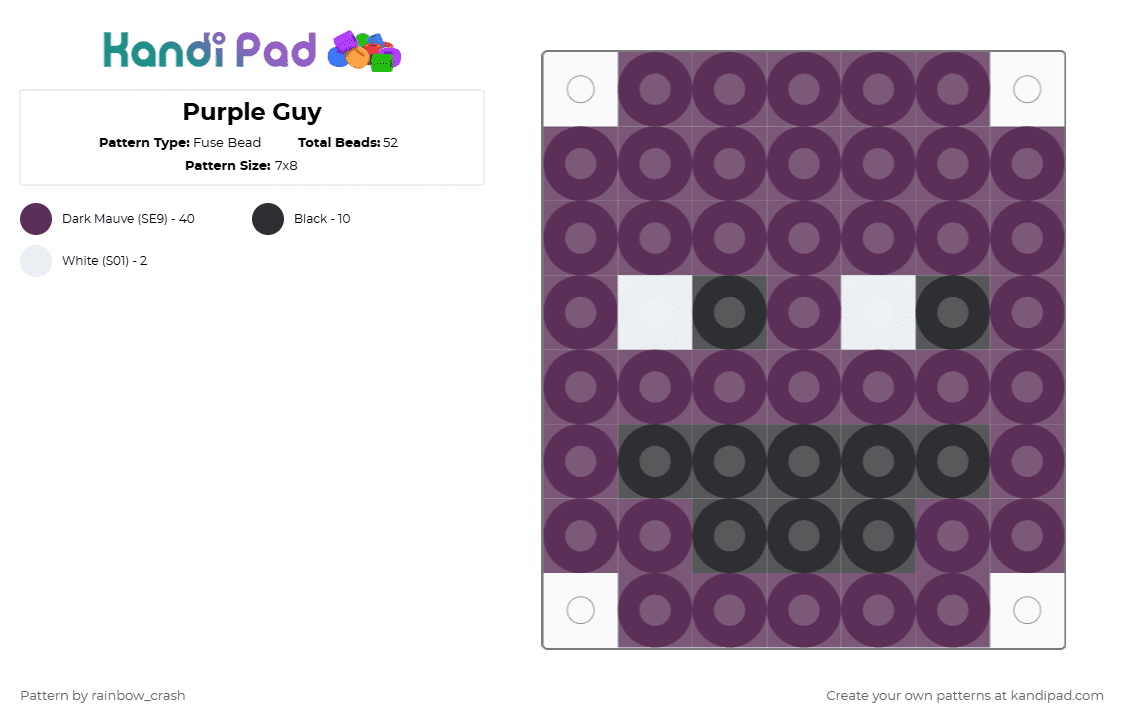 Purple Guy - Fuse Bead Pattern by rainbow_crash on Kandi Pad - pink