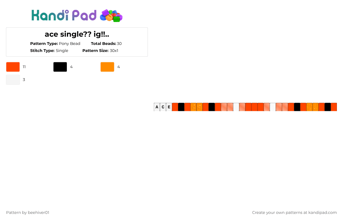ace single?? ig!!.. - Pony Bead Pattern by deleted_user_663709 on Kandi Pad - red,recallahollowheart,ace,arg,robloxarg,hawktuah