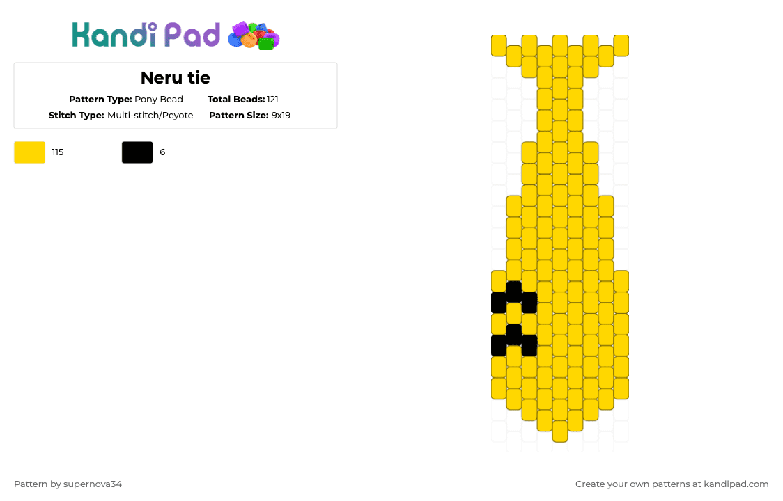 Neru tie - Pony Bead Pattern by supernova34 on Kandi Pad - yellow