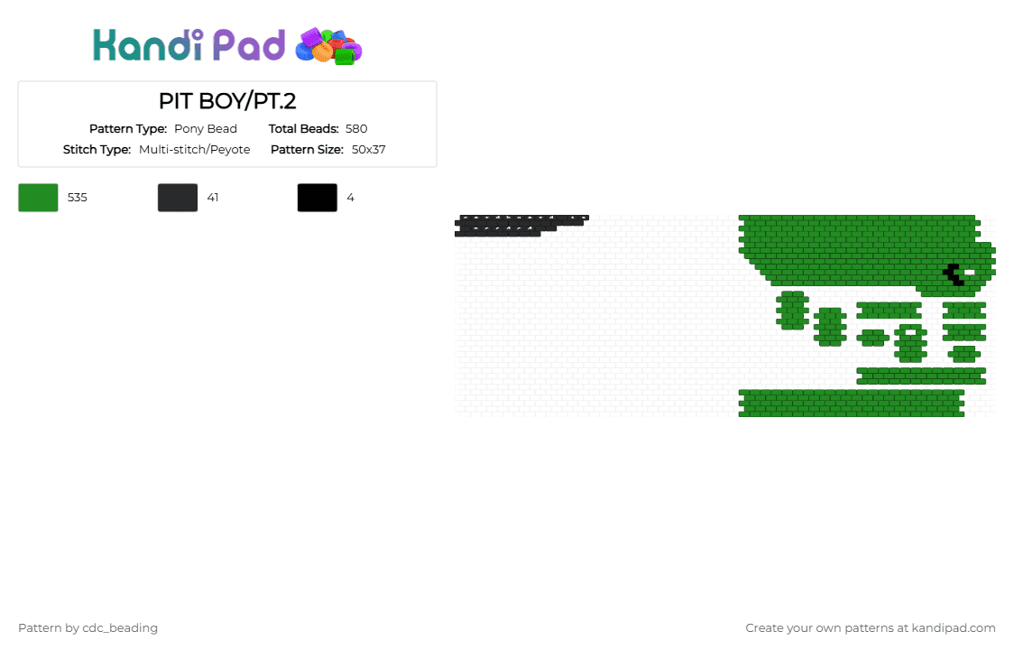 PIT BOY/PT.2 - Pony Bead Pattern by cdc_beading on Kandi Pad - green