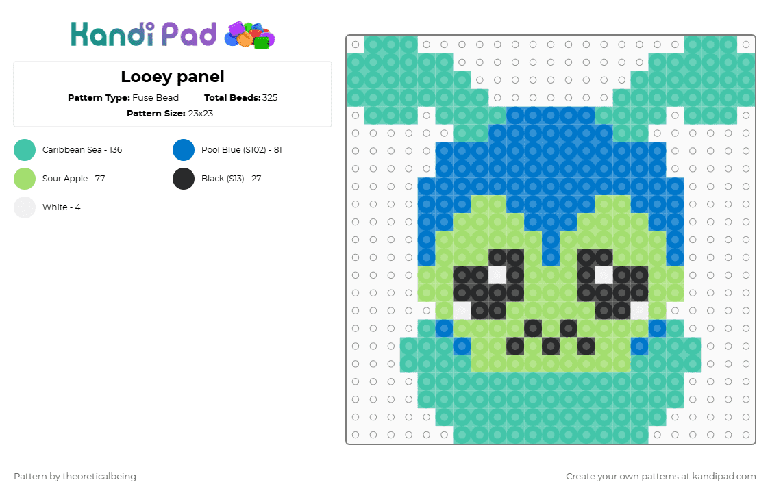 Squirm Perler - Fuse Bead Pattern by theoreticalbeing on Kandi Pad - teal,squirm,dandysworld,dandy,worm,squirmthebookworm