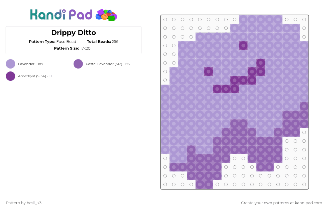 Drippy Ditto - Fuse Bead Pattern by basil_x3 on Kandi Pad - pink,ditto,pokemon,simple