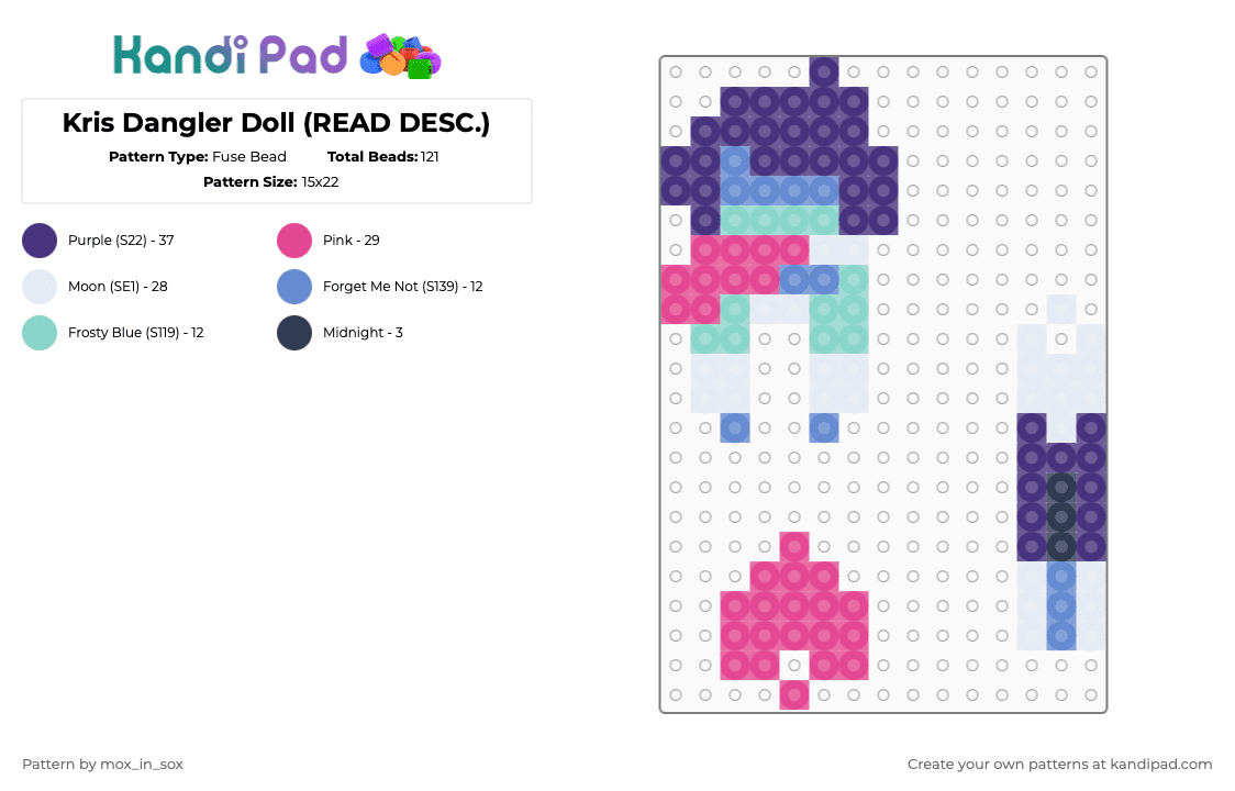 Kris Dangler Doll - Fuse Bead Pattern by mox_in_sox on Kandi Pad - purple,pink,deltarune