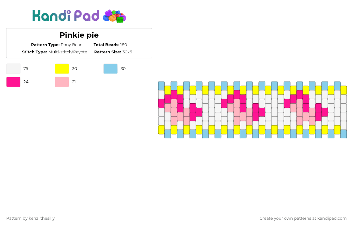 Pinkie pie - Pony Bead Pattern by kenz_thesilly on Kandi Pad - pink,mlp,cutecore,scene,mylittlepony,pinkiepie